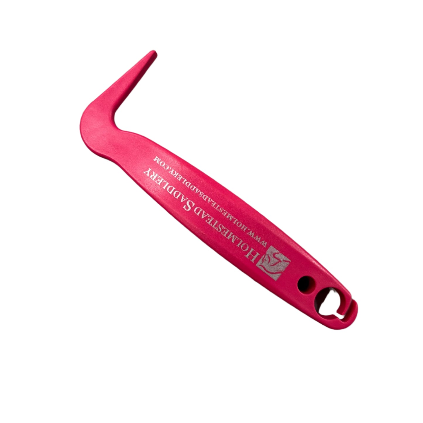 Red hoof pick with branding