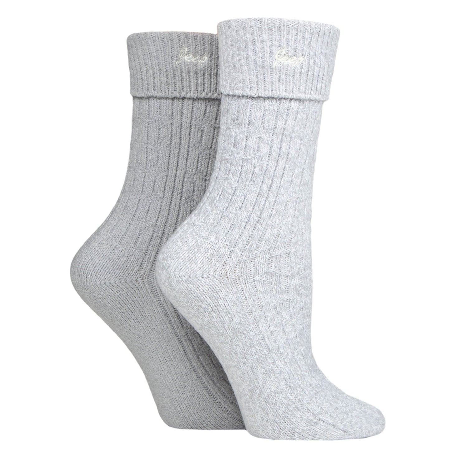 Jeep Womens Super Soft Turn Over Top Boot Socks 2-Pair