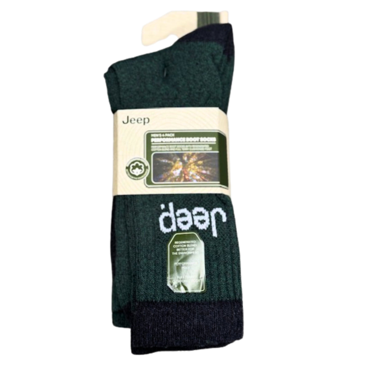 Jeep Performance Boot Socks Men's-4 Pack