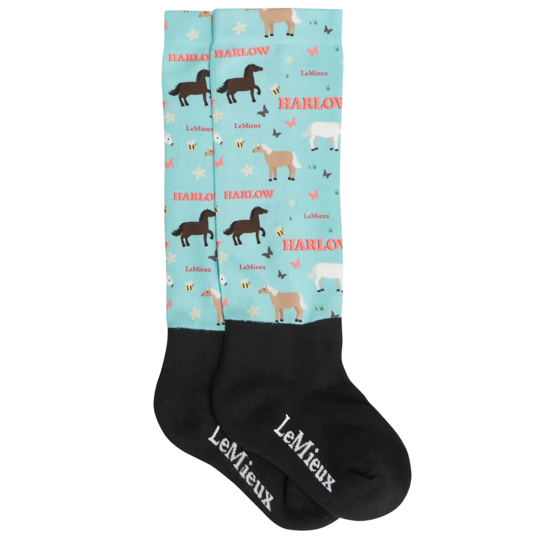 LeMieux Harlow Pony Print Footsie Socks