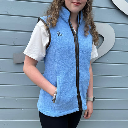 New Holmestead Sky Blue & Cream Teddy Gilet-Women's