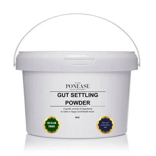 White container of Ponease Gut Settling Powder on a white background