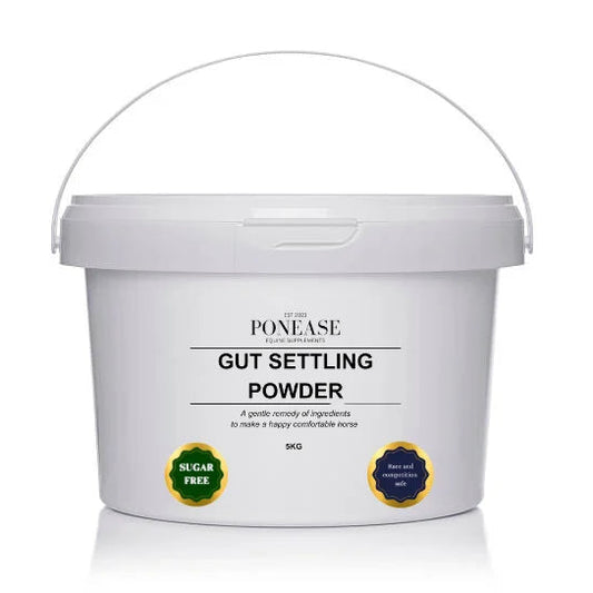 White container of Ponease Gut Settling Powder on a white background
