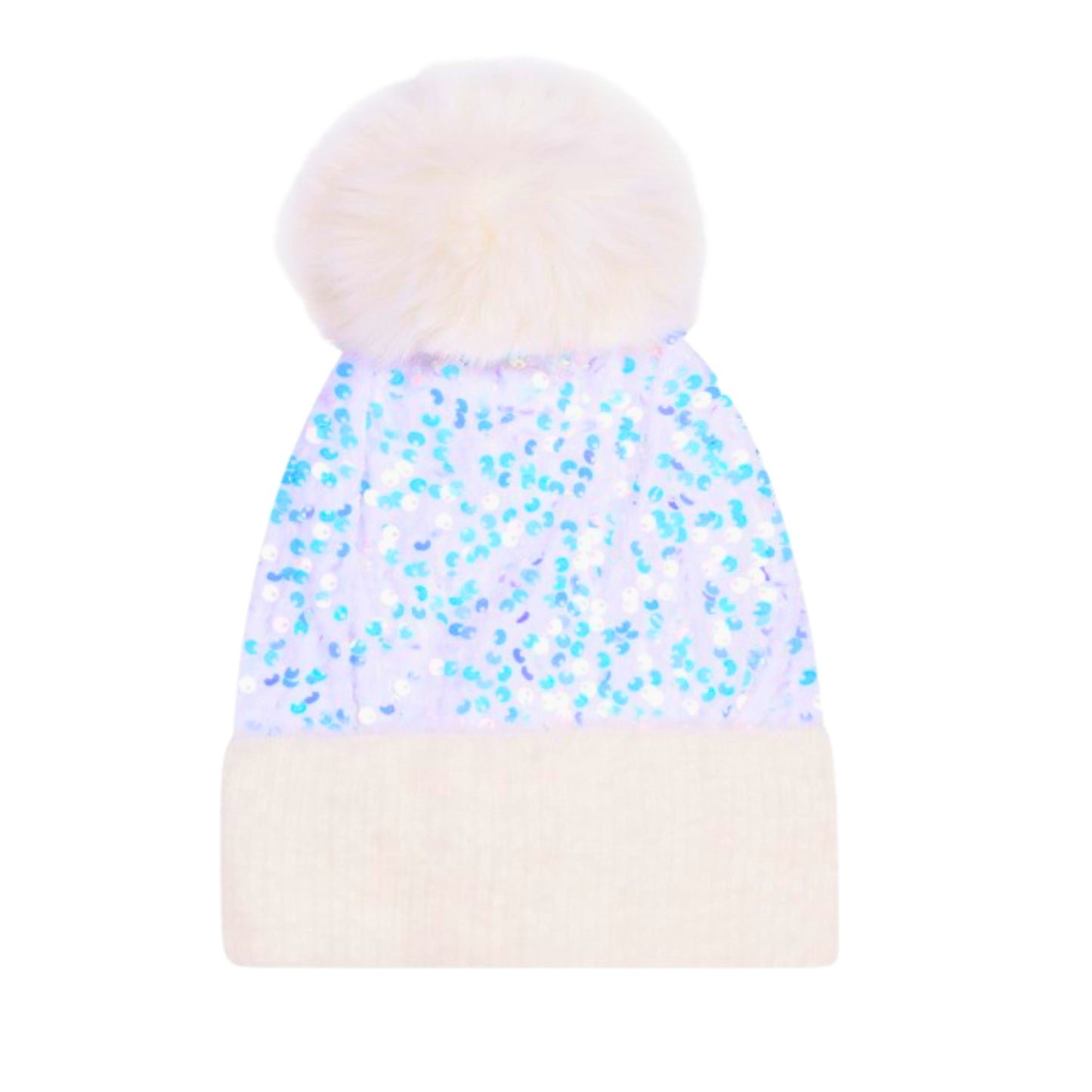 Glitter Sequence Pom Pom Beanie