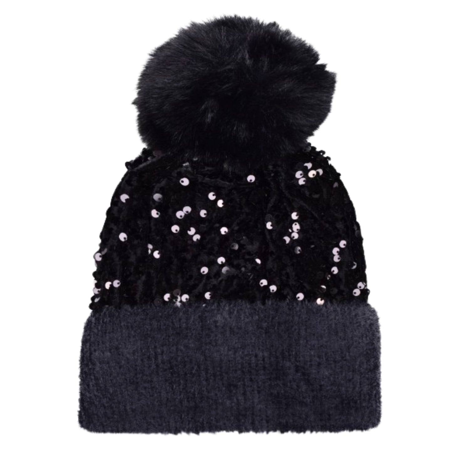 Glitter Sequence Pom Pom Beanie