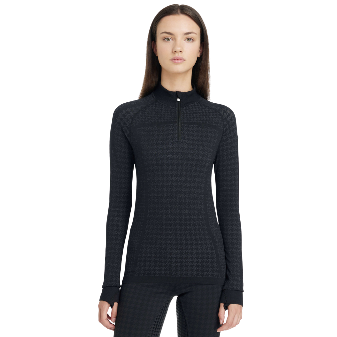 Lemieux Aspen Houndstooth Quarter Zip Top