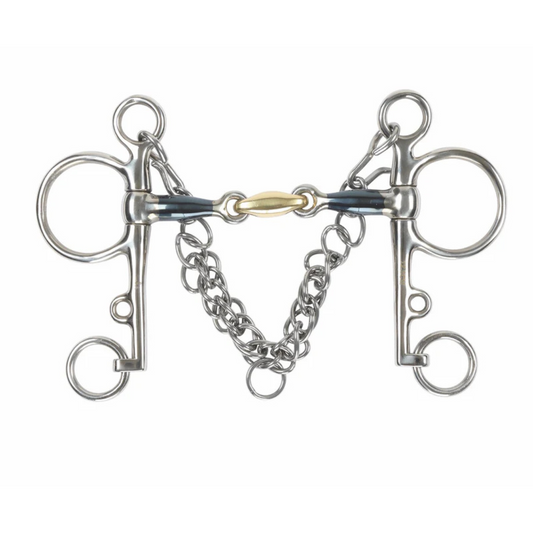 5312 Shires Blue Sweet Iron Pelham With Brass Lozenge